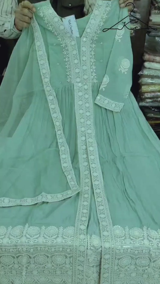 KC Pure Organza Anarkali cape suit