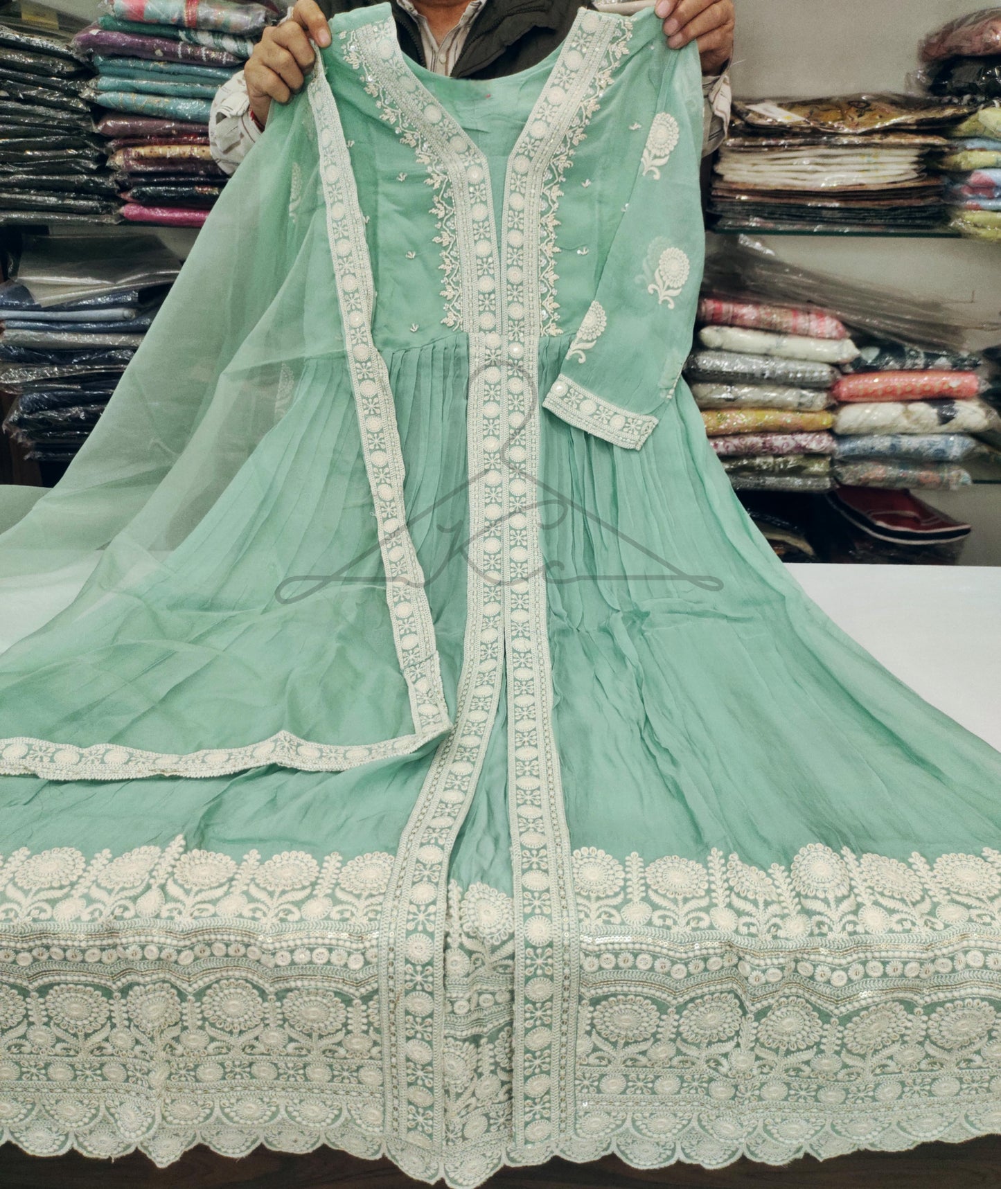 KC Pure Organza Anarkali cape suit